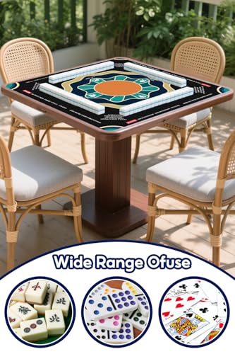 Mahjong Mat with Rule, 31.5x31.5Inch American Mahjongg Table Mat (Black) | Anti-Wrinkle&Foldable Neoprene Mahjongg Travel Mat for Table with Learning Rule, Anti-Slip Noise Reduction Includes Carry Bag - color: Black-