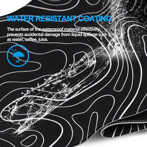 Large Mouse Pad, Waterproof Gaming Mousepad with Non-Slip Rubber Base, Stitched Edges, XXL Computer Long Keyboard Mouse Mat for Gamer, Office & Home, 31.5" x 15.7", Black White Lines - color: Black White Lines, size: 31.5L x 15.7W inches