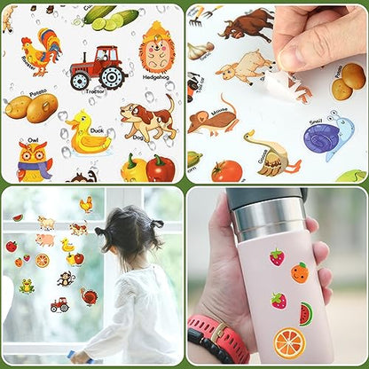 ASTARON Reusable Sticker Book for Toddlers, 88 Pcs Farm Harvest Stickers Road Trip Activities Car Airplane Activities Travel Toys for Kids, Kids Quiet Time Activities (2-6 Age) - style: Farm harvest