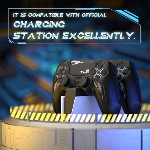 PlayVital Mecha Edition Silicone Cover Compatible with ps5 Controller with 2 Joystick Caps and 6 Stickers, Shockproof Non-Slip Grip Protector Accessories, Fits for ps5 Charging Station - Black - color: Black