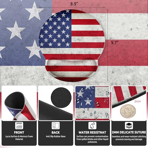KONVINIT Ergonomic Mouse Pad with Wrist Rest, Small Mousepad with Non-Slip Rubber Base and Smooth Surface, Beach Mouse Pads for Desk, Office Desk Accessories - color: Flag