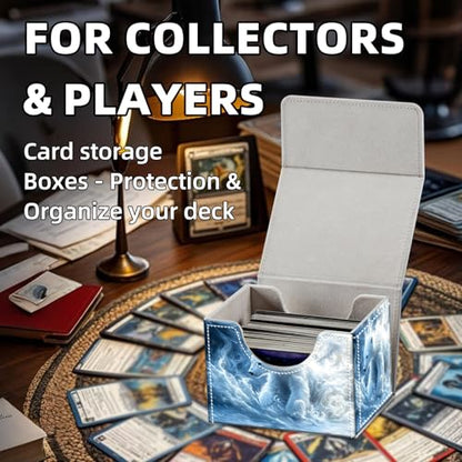 Trading Card Storage Box, Holds 100+ for MTG Cards, PU Leather with Magnetic Closure, Magical White Polar Bear Cub Durable Deck Box for Magic the Gathering, Trading Card Games - color: Magical White Polar Bear Cub