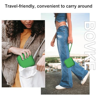 BOVKE Carrying Case Compatible with Anbernic RG35XXSP / RG34XX SP Handheld Game Console, Clamshell Retro Games Consoles Flip Hand-held System Holder with Mesh Pocket for Cables and Accessories, Green - style: Green Case