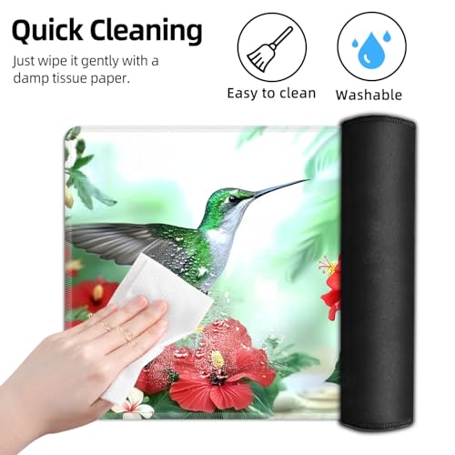 for MTG Playmat TCG Card Game Mat with Stitched Edges,Board Game Mats Non-Slip Waterproof Rubber Base 24 x 14 inch for CCG RPG DTCG Trading Card,Hummingbird Hibiscus Garden - color: Hummingbird Hibiscus Garden