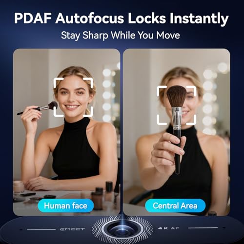 EMEET C60E 4K Webcam with Tripod, Streaming Camera with PDAF Autofocus | Dual Microphones, Auto Light Correction, 73° FOV, Plug & Play USB Webcam for Live Streaming, Gaming & Real-Time Interaction - style: Single-Camera w/ Tripod