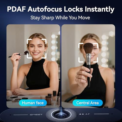 EMEET C60E 4K Webcam with Tripod, Streaming Camera with PDAF Autofocus | Dual Microphones, Auto Light Correction, 73° FOV, Plug & Play USB Webcam for Live Streaming, Gaming & Real-Time Interaction - style: Single-Camera w/ Tripod