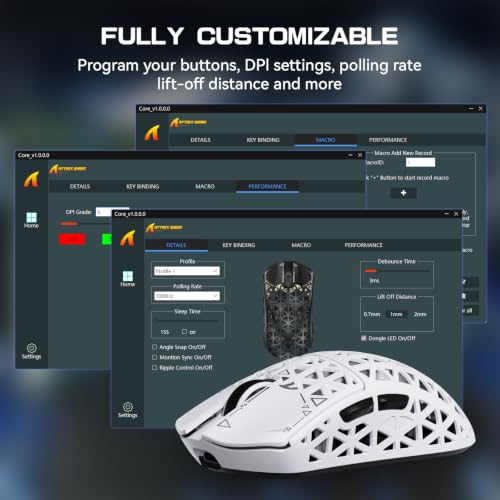 ATTACK SHARK R5Ultra 8K Carbon Fiber Wireless Gaming Mouse, White | 42K DPI,PAW3950 MAX Sensor,39g Ultra-Lightweight,Nordic 52840 MCU Chip,Wired/BT/2.4GHz Wireless Programmable Mice for PC/Mac - color: White