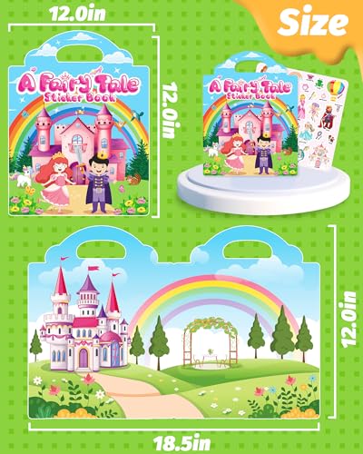 Walenced Reusable Sticker Book for Toddlers, Travel Stickers for Kids, Toddler Craft Activities Toys, Birthday Gifts for Boys & Girls - style: Fairy