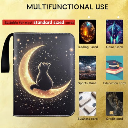 Card Binder 4 Pocket Holder 400 Cards With Zipper,Collection Binder Album Case with 50 Removable Sleeves for Trading Cards