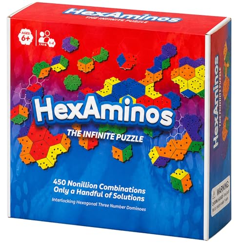 The Infinite Puzzle: Strategy Board Game for Familiy, Teens & Adults. 56 Hexagon Tiles for Solo or 1-8 Players. Travel-Friendly STEM Logic Game, 450 Nonillion Combinations, 8x7 Grid Challenge Ages +6