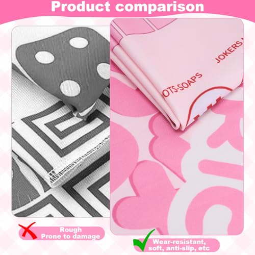 Mahjong Tablecloth Florals Card Table Cloth 55x 55 Inch Square Tablecloth Game Table Cover with Game Rules for Mahjong Beginners, Card, Board Tile Games (Pink)