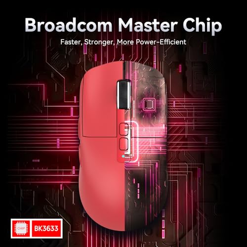ATTACK SHARK X6 Lightweight Wireless Gaming Mouse with RGB Backlight Charging Base,Tri-Mode Wired/2.4GHz/BT5.2,26K DPI, PAW3395 Optical Sensor,HUANO Switch,5programmable Buttons,PC/Mac(Red) - color: Red, size: Mouse without Anti-slip sticker