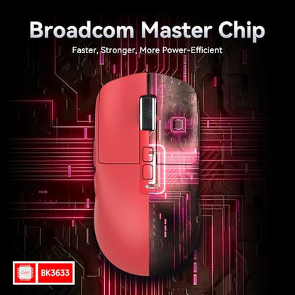 ATTACK SHARK X6 Lightweight Wireless Gaming Mouse with RGB Backlight Charging Base,Tri-Mode Wired/2.4GHz/BT5.2,26K DPI, PAW3395 Optical Sensor,HUANO Switch,5programmable Buttons,PC/Mac(Red) - color: Red, size: Mouse without Anti-slip sticker