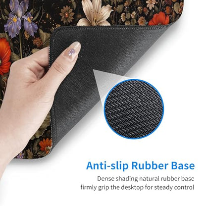 Flowers Gaming Mouse Pad Extended Large Mouse Mat 31.5 X 11.8 Inch Nonslip Rubber Base Long Desk Pad Stitched Edges Mousepad Mice Pad for Office Home Game - color: Flowers
