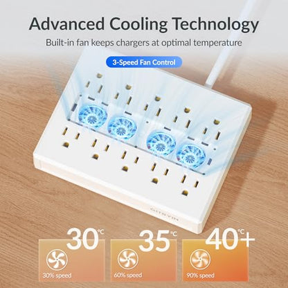 Gitryin Modular Laptop Charging Station, 140W, 65W, 2 * 40W Retractable USB C Chargers, 8 Type C Ports with Cooling Power Strip, 285W Charging Hub