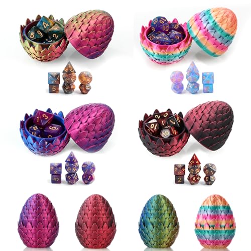 28-Piece DND Dice Set with 4Pcs 3D Printed Dragon Eggs | Fidget RPG Polyhedral Dice, Ideal Party Favors for DND & MTG Tabletop Games - color: 4colors-a
