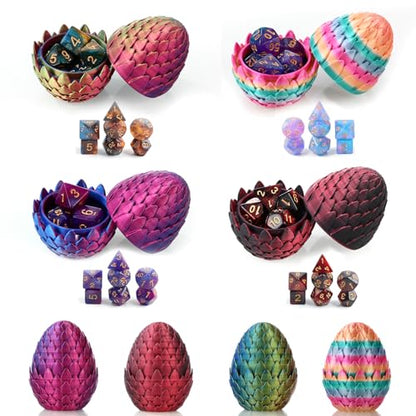 28-Piece DND Dice Set with 4Pcs 3D Printed Dragon Eggs | Fidget RPG Polyhedral Dice, Ideal Party Favors for DND & MTG Tabletop Games - color: 4colors-a