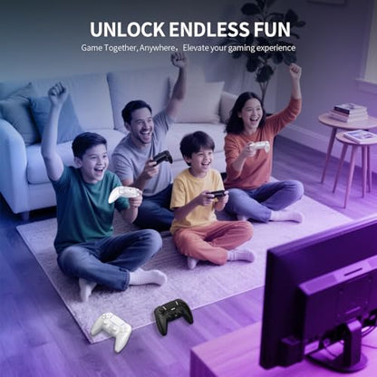 JDDWIN LED Wireless Gaming Controller for PS5/PC/Android/IOS/MAC/Steam Deck,Hall Effect Joystick, Bluetooth, 3.5mm Audio Jack, Dual Vibration, 6-Axis Motion Contro Gamepad with Speaker (Black)