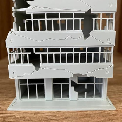 N Scale 1/144 Ruined Damaged Building After War Assembling Model Outland Scene for DIY Sand Table Garden Micro Landscape Ornaments Supply Player Spray Painting Scenery City 1:144 Abandoned Office