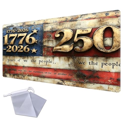 1776 Metal Flag Desk Mat for TCG Playmat - USA 250th Anniversary Commemorative Edition, 1776-2026 Patriotic Card Game Mat, Anti-Slip Desk Pad Large Gaming Playmat Compatible with MTG - color: 1776 Metal Flag Desk, size: 17" x 14" Regular