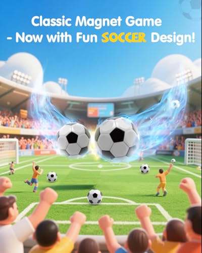 Soccer Magnetic Game with String & 20 Football-Shaped Stones – Fun Puzzle Strategy Games for Family Game Night, Party, Travel & Camping – 2 Player Games for Kids & Adults