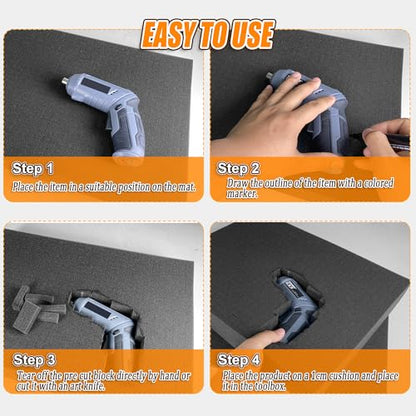 Pick Apart Foam Insert- 3 PCS and Foam Pads- 3 PCS Pluck Pre Cubed Insert Pre Separated Cube Sheet with Bottom Use for Interlocking Cases Tool Box Board Storage Drawer Pad- 12in*12in - style: 12IN*12IN/6PCS