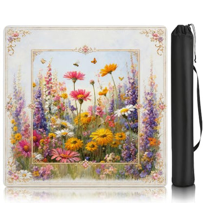 Mahjong Mat–31.5 x 31.5 Bright Wildflower American Mahjong Table Mat, Non Slip Noise Mahjong Gaming Table Cover for Mahjong, Poker, Card, Board Tile Games - color: Bright Wildflower