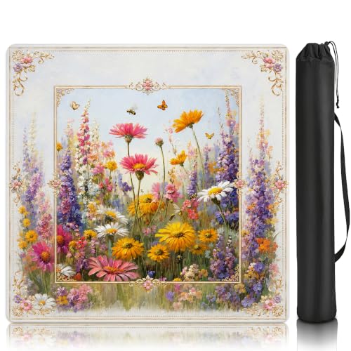 Mahjong Mat–31.5 x 31.5 Bright Wildflower American Mahjong Table Mat, Non Slip Noise Mahjong Gaming Table Cover for Mahjong, Poker, Card, Board Tile Games - color: Bright Wildflower