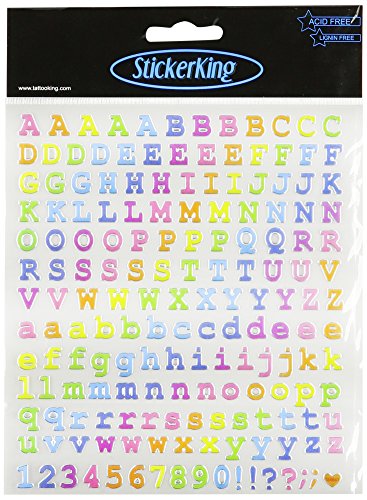 Tattoo King Multi-Colored Stickers-Courier Type Alphabet