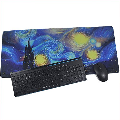 LIEBIRD® Extended XXXL Gaming Mouse Pad - Dimension - Portable with Extended XXL Size - Non-Slip Rubber Base - Special Treated Textured Weave with Precision Control (Starry Night) - color: Starry Night