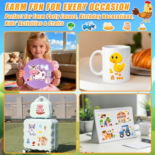 48 Sheets Create Funny Farm Animals Stickers, Make a Face Stickers for Boys and Girls, Travel Sticker Books, Party Favors, Birthday, Home, School and Activities Gifts for Kids Ages 3+ - style: Farm Animal