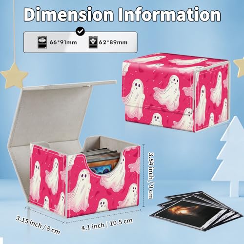 for MTG Commander Deck Box,Card Deck Box for Trading Yugioh MTG,Fits 100 Double Sleeved Cards,PU Leather Strong Magnet Case for Magic Commander TCG CCG,Cute Pink Spirit - color: Cute Pink Spirit