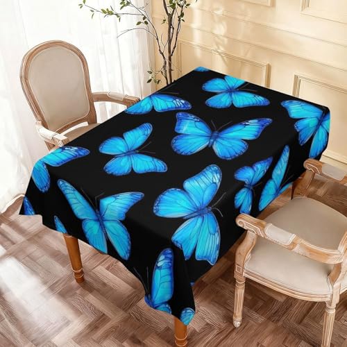 Fashion Kitchen Tabletop Decoration Rectangle Tablecloth Waterproof Table Cloth Blue Butterfly - color: Color63, size: 59.8x71.7in