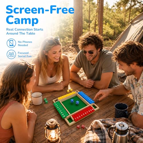 Shut The Box Math Board Game Wooden Dice Toy for 1-4 Players Kids Adults | Montessori STEM Education, Fine Motor Skills, Hand Eye Coordination, Preschool Development, Family Night, Camping Activity