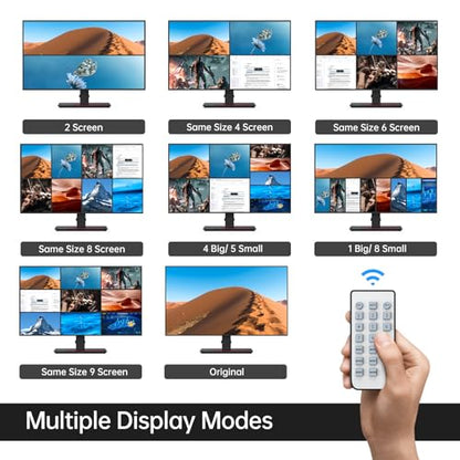 MT-VIKI 4K HDMI Multi-Viewer 9x1 w/IR Remote, 4K@30Hz Seamless HDMI Switcher 9 in 1 Out for PS4/PS5/Security Camera - size: 9x1 w/ IR Remote