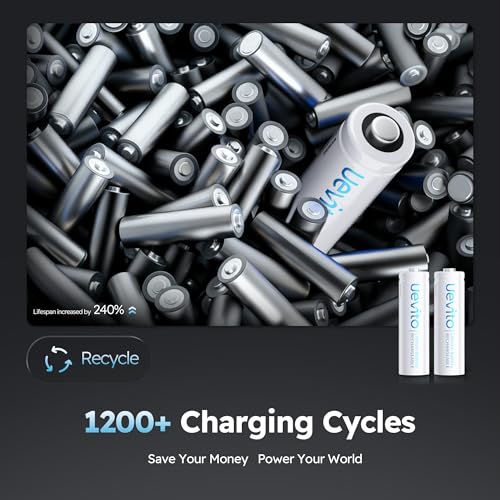 Rechargeable AA Batteries Lithium with Charger, 8 Pack 3600mWh High Capacity Double A Battery, Cycle Times Up to 1200 1.5V Constant Output for Blink Outdoor Camera