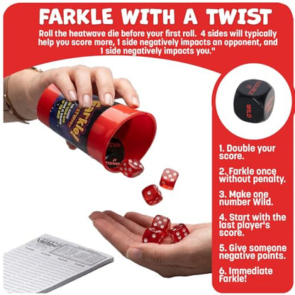 Farkle Heatwave Classic Dice Game for Kids and Families Ages 6+ Travel Size Group Party Games for 2+ Players - Gift for Teens and Adults by Continuum
