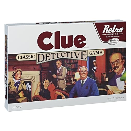 Hasbro Gaming Retro Series Clue 1986 Edition Board Game, Classic Mystery Game for Kids, Family Board Games for 3-6 Players, Ages 8+ (Amazon Exclusive)