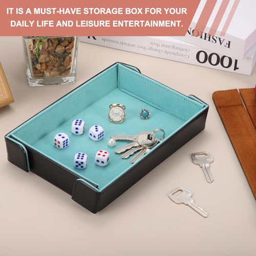 Dice Tray PU Leather Mat Magnetic Folding Dice Rolling Tray Holder Laser Gradient Rectangle Storage Box Perfect for DND Table Games & Entryway & Nightstand Organizer (Yellow) - color: Yellow