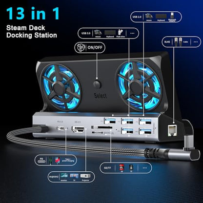 YCE 13-in-1 Steam Deck Dock for Switch/ROG Ally/Legion Go | for Steam Deck & OLED, ASUS ROG Ally & X, Lenovo Legion Go, MSI Claw, Light Black Aluminium,Handheld gaming accessories - color: 13 in 1