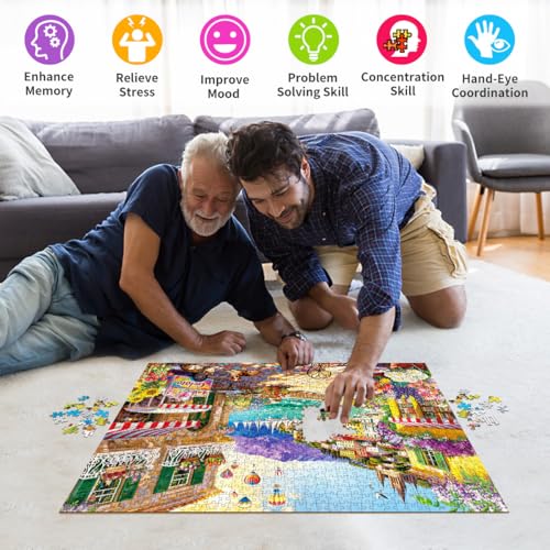 Jigsaw Puzzles for Adults 1000 Piece Puzzle for Adults 1000 Pieces Puzzle 1000 Pieces-Coastal Town Enchanted Escape - color: Coastal Town