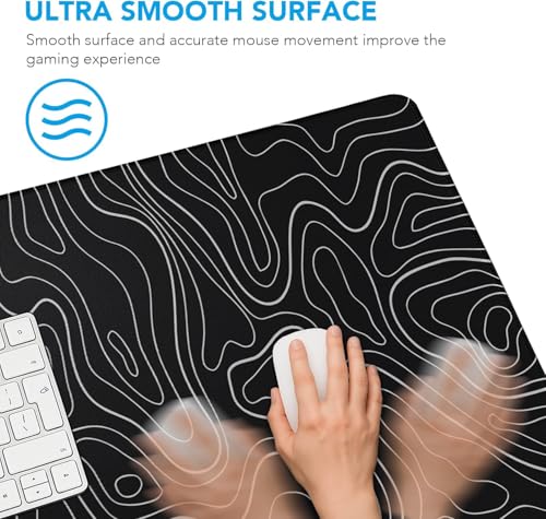 Large Mouse Pad, Waterproof Gaming Mousepad with Non-Slip Rubber Base, Stitched Edges, XXL Computer Long Keyboard Mouse Mat for Gamer, Office & Home, 31.5" x 15.7", Black White Lines - color: Black White Lines, size: 31.5L x 15.7W inches