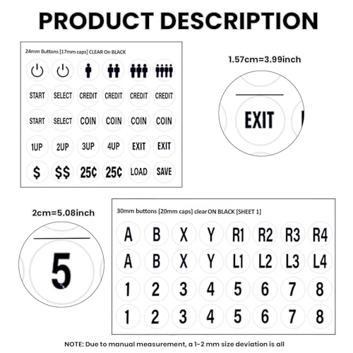 White Arcade Game Button Stickers (24mm/30mm Die-Cut Labels), Compatible with Standard Arcade Game - color: Game Button Labels Stickers White* 4 Pcs