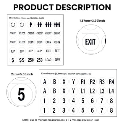 White Arcade Game Button Stickers (24mm/30mm Die-Cut Labels), Compatible with Standard Arcade Game - color: Game Button Labels Stickers White* 4 Pcs