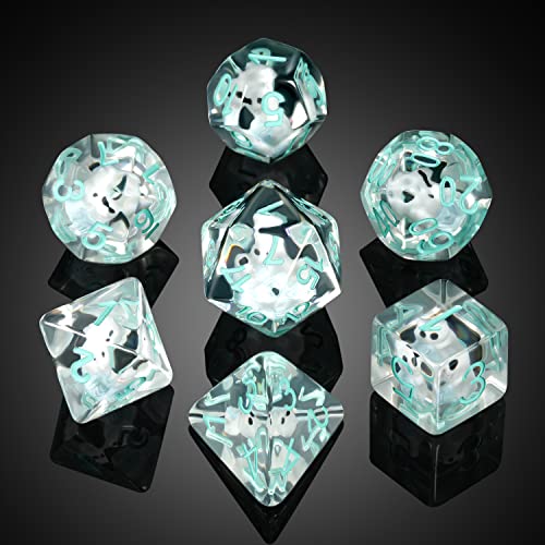 Cat Dice Dice DND, DNDND 7PCS Resin D&D Dice with Velvet Bag for Dungeons and Dragons Role Playing Games and Tabletop Games（Cat - color: Cat