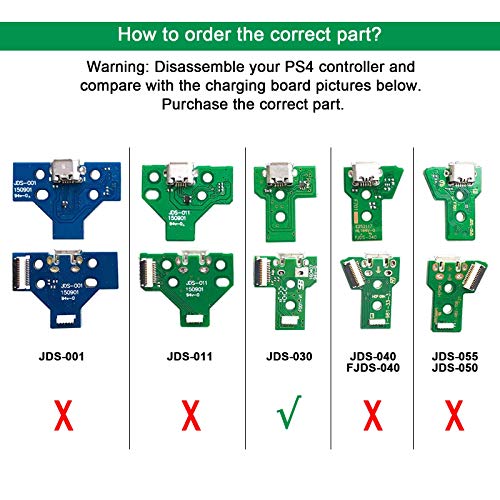 Pack of 2 JDS-030 Replacement Charging Port Micro USB Adaptor Charger Socket Circuit Board with 12 Pin Flex Cable