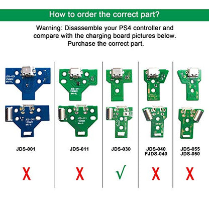 Pack of 2 JDS-030 Replacement Charging Port Micro USB Adaptor Charger Socket Circuit Board with 12 Pin Flex Cable