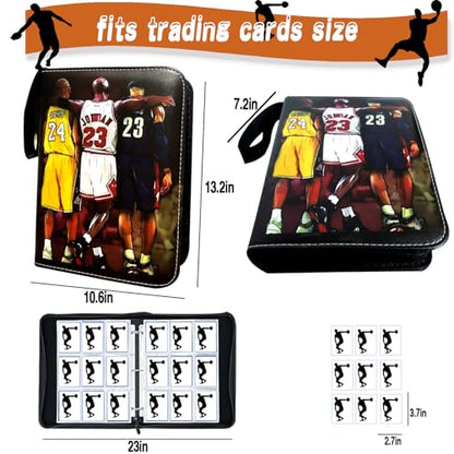 Basketball Card Binder, Trading Card Binder 9 Pocket with 50 Removable Sleeves Fits 900 Sport Cards, 3 Ring Card Holder Binder with Zipper, Collector Storage Album