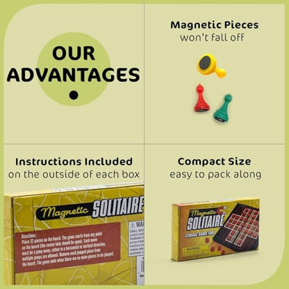 Magnetic Board Travel Games Set, Includes 12 Different Retro Board Games, Compact Travel Design Set, Individually Boxed, Best Gift Idea for Kids