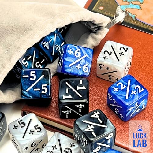Luck Lab MTG Magic Life Counter Dice, 48 PCS - Compatible w/Magic Card Game Accessories, CCG Creature Stats w/ 2 Dice Bags (Blue Pearl, Blue Swirl, White Pearl, Black Pearl) - color: Blue Pearl, Blue Swirl, White Pearl, Black Pearl